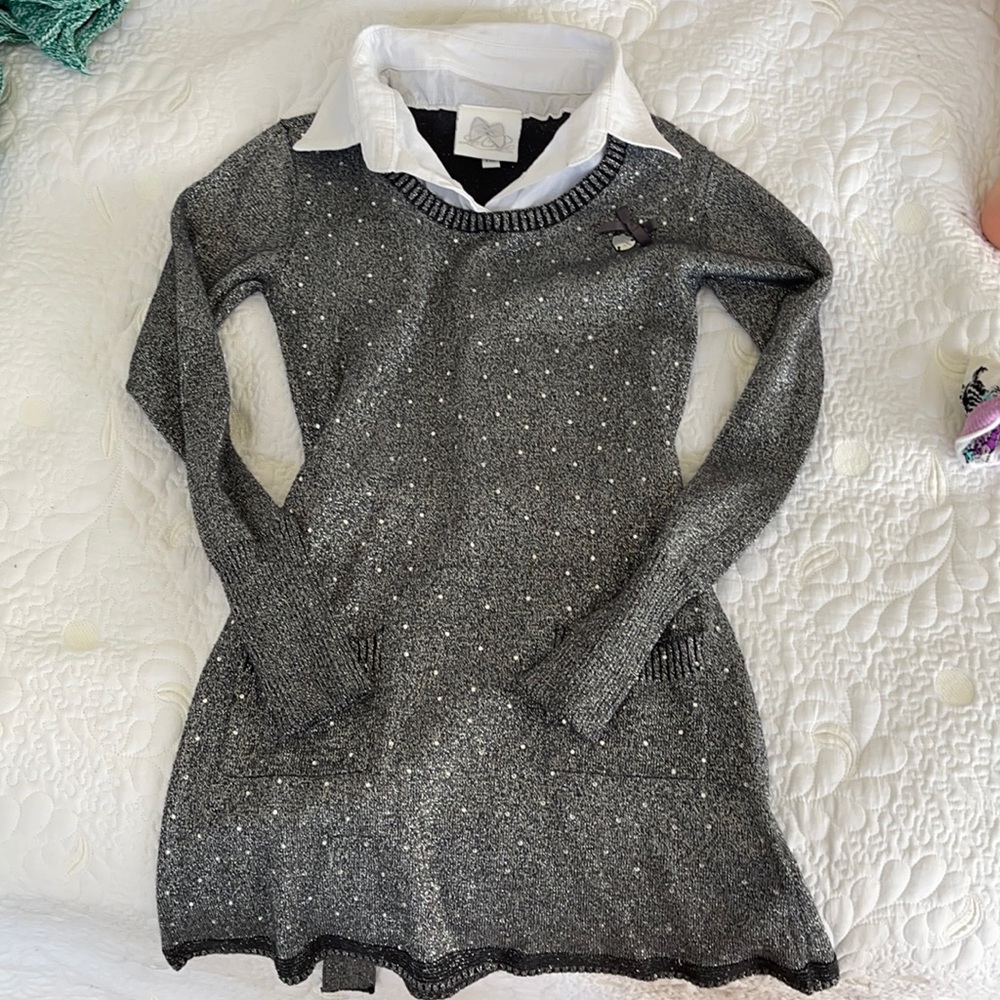 Grey thin sweater dress by LeChic 116cm 4